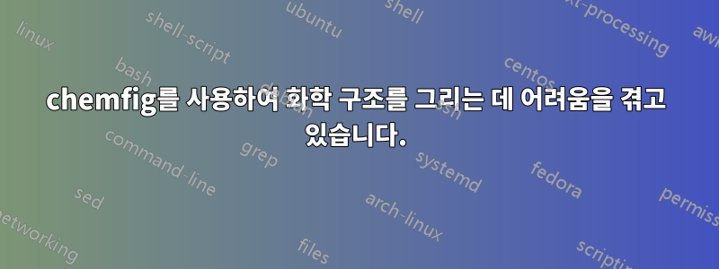 chemfig를 사용하여 화학 구조를 그리는 데 어려움을 겪고 있습니다.