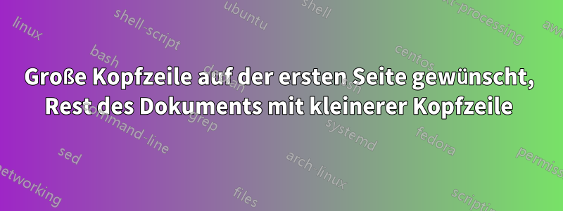 Große Kopfzeile auf der ersten Seite gewünscht, Rest des Dokuments mit kleinerer Kopfzeile