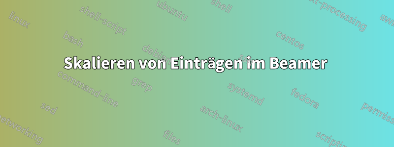 Skalieren von Einträgen im Beamer