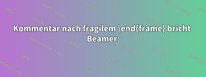 Kommentar nach fragilem \end{frame} bricht Beamer