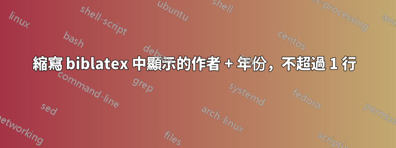 縮寫 biblatex 中顯示的作者 + 年份，不超過 1 行 