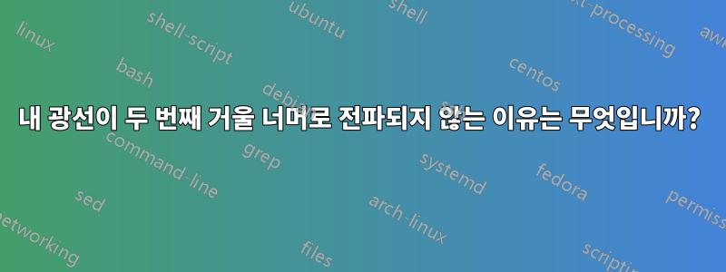 내 광선이 두 번째 거울 너머로 전파되지 않는 이유는 무엇입니까?