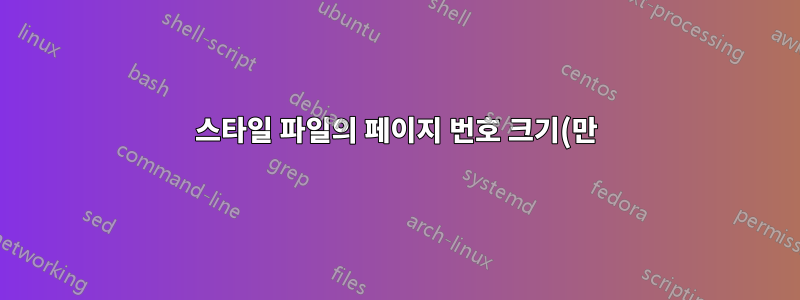 스타일 파일의 페이지 번호 크기(만)를 조정하는 방법은 무엇입니까?