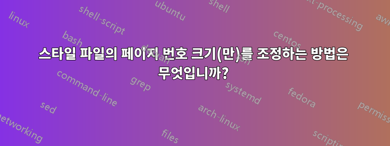 스타일 파일의 페이지 번호 크기(만)를 조정하는 방법은 무엇입니까?