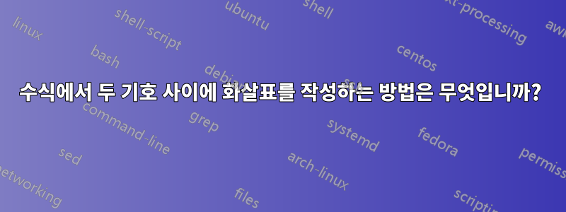 수식에서 두 기호 사이에 화살표를 작성하는 방법은 무엇입니까?