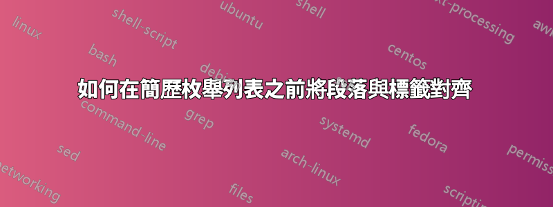 如何在簡歷枚舉列表之前將段落與標籤對齊