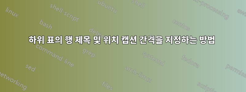 하위 표의 행 제목 및 위치 캡션 간격을 지정하는 방법