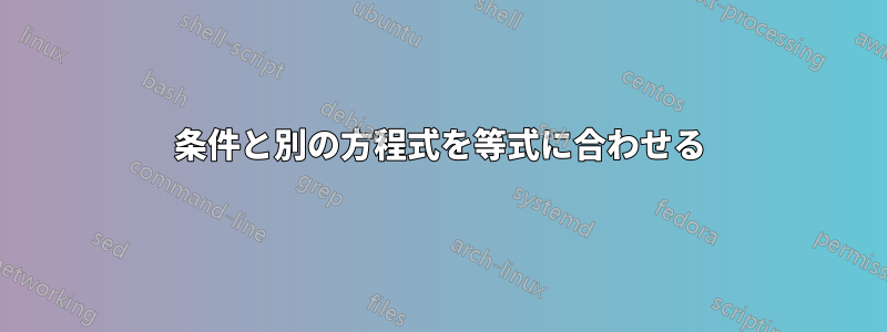 条件と別の方程式を等式に合わせる