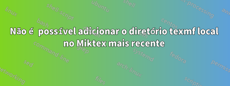 Não é possível adicionar o diretório texmf local no Miktex mais recente