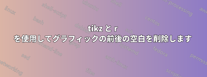 tikz と r を使用してグラフィックの前後の空白を削除します