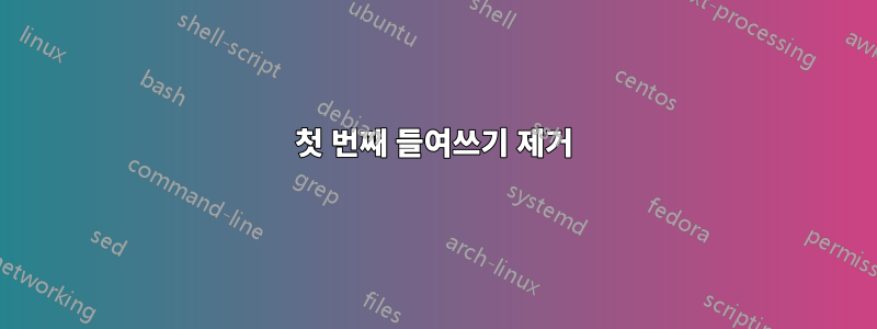 첫 번째 들여쓰기 제거