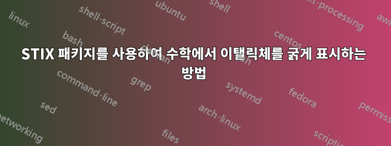 STIX 패키지를 사용하여 수학에서 이탤릭체를 굵게 표시하는 방법