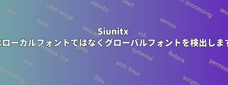 Siunitx はローカルフォントではなくグローバルフォントを検出します