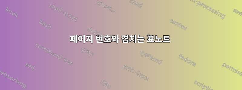 페이지 번호와 겹치는 표노트