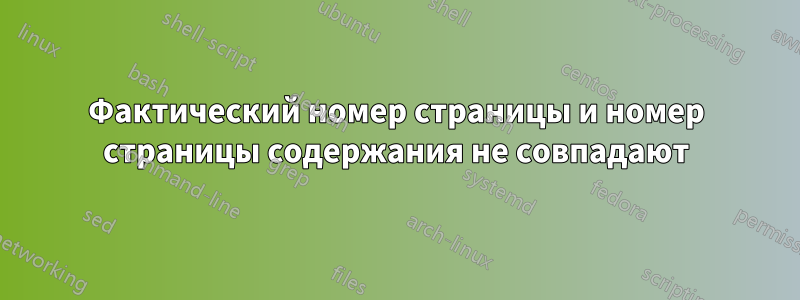 Фактический номер страницы и номер страницы содержания не совпадают