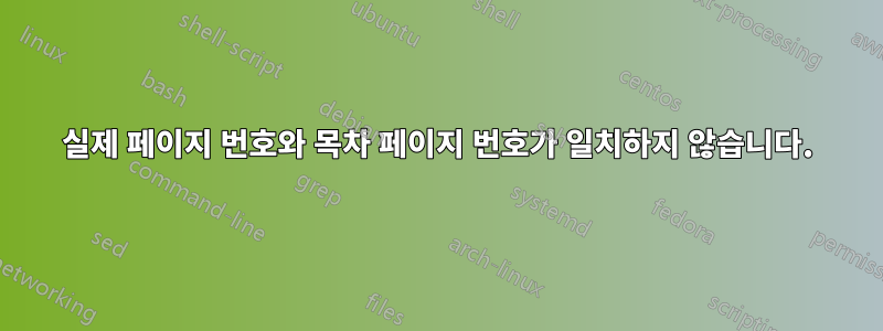 실제 페이지 번호와 목차 페이지 번호가 일치하지 않습니다.