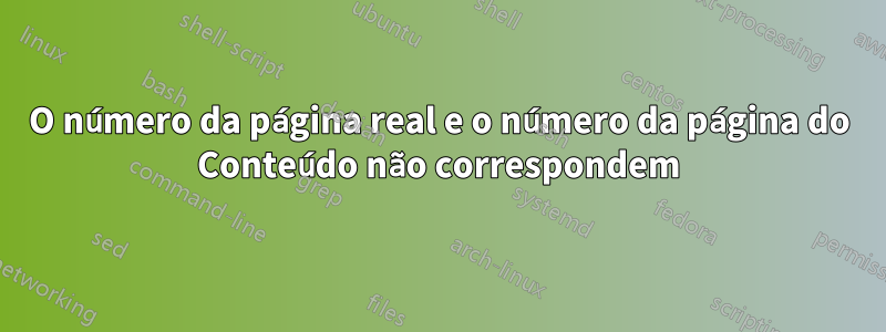 O número da página real e o número da página do Conteúdo não correspondem