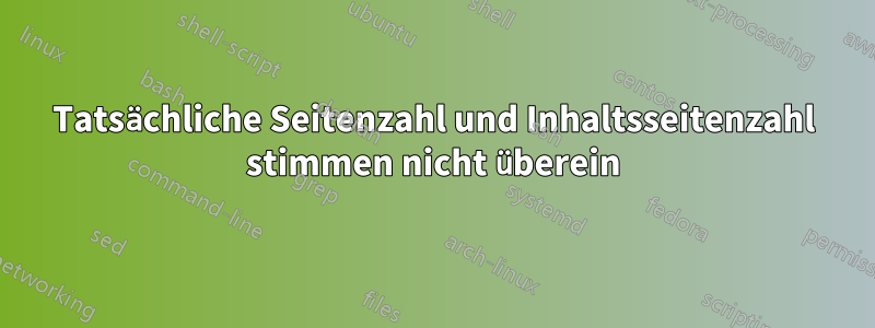 Tatsächliche Seitenzahl und Inhaltsseitenzahl stimmen nicht überein