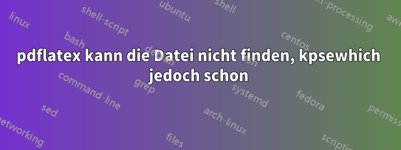 pdflatex kann die Datei nicht finden, kpsewhich jedoch schon