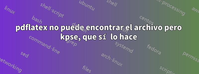 pdflatex no puede encontrar el archivo pero kpse, que sí lo hace