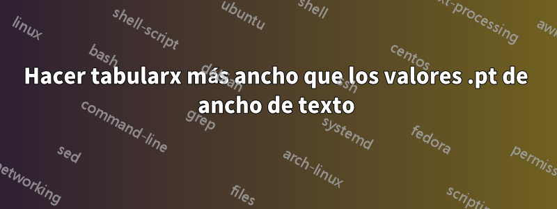 Hacer tabularx más ancho que los valores .pt de ancho de texto