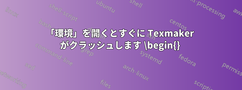 「環境」を開くとすぐに Texmaker がクラッシュします \begin{}