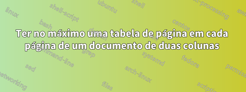 Ter no máximo uma tabela de página em cada página de um documento de duas colunas