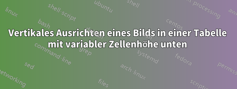 Vertikales Ausrichten eines Bilds in einer Tabelle mit variabler Zellenhöhe unten