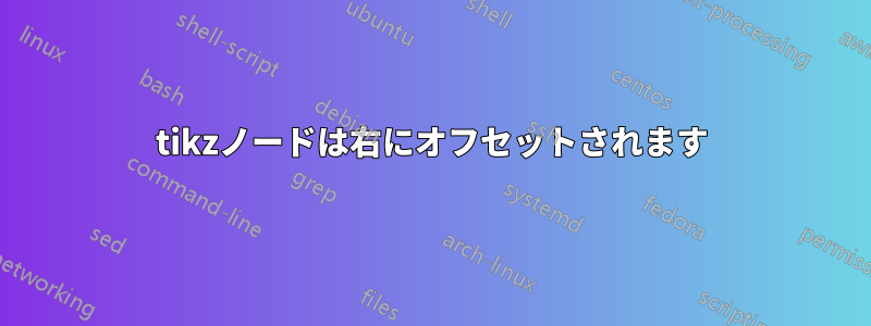 tikzノードは右にオフセットされます