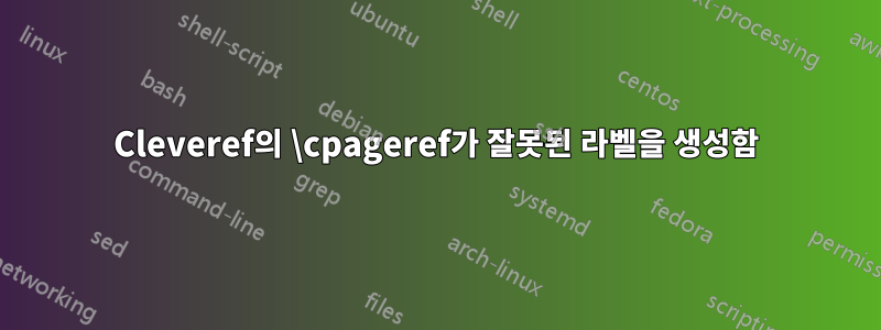 Cleveref의 \cpageref가 잘못된 라벨을 생성함