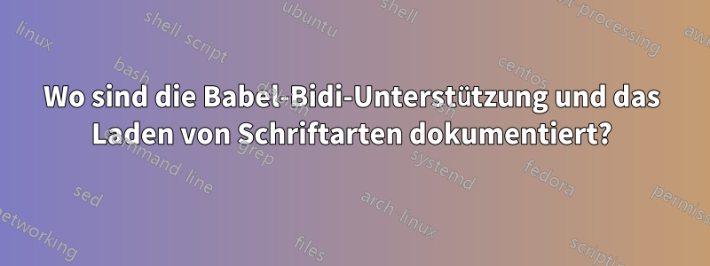 Wo sind die Babel-Bidi-Unterstützung und das Laden von Schriftarten dokumentiert?