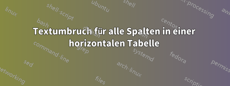 Textumbruch für alle Spalten in einer horizontalen Tabelle