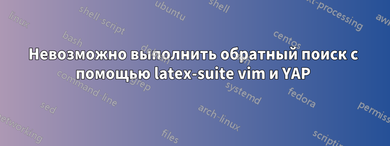 Невозможно выполнить обратный поиск с помощью latex-suite vim и YAP