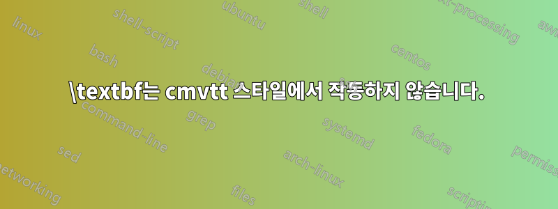 \textbf는 cmvtt 스타일에서 작동하지 않습니다.