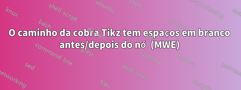 O caminho da cobra Tikz tem espaços em branco antes/depois do nó (MWE)