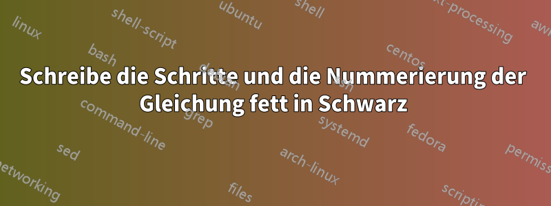 Schreibe die Schritte und die Nummerierung der Gleichung fett in Schwarz