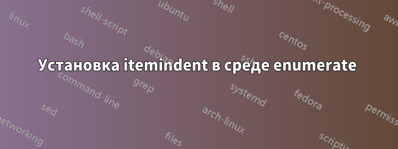 Установка itemindent в среде enumerate