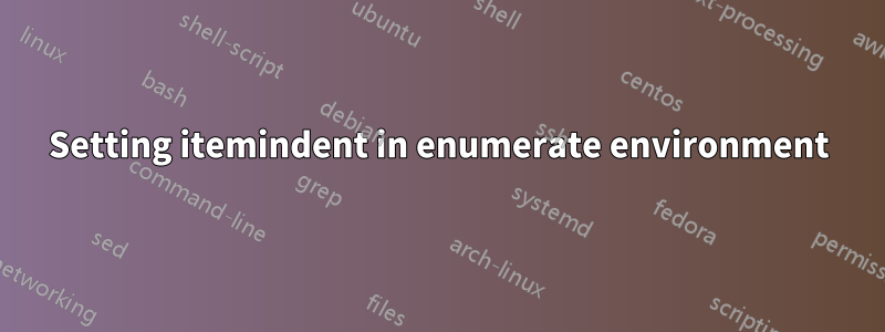 Setting itemindent in enumerate environment