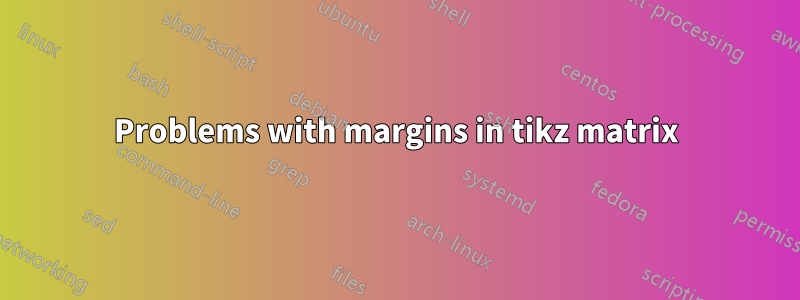 Problems with margins in tikz matrix