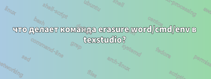 что делает команда erasure word/cmd/env в texstudio?