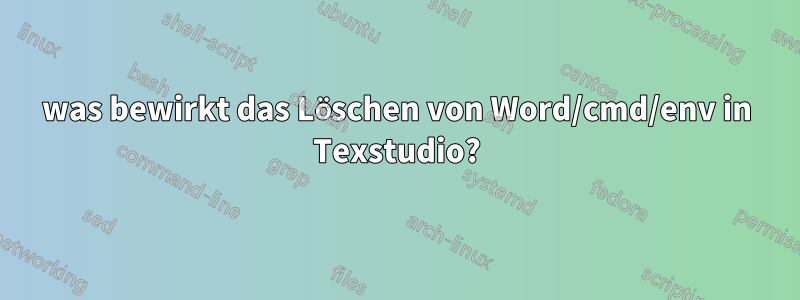 was bewirkt das Löschen von Word/cmd/env in Texstudio?