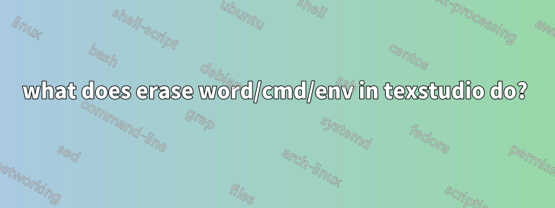 what does erase word/cmd/env in texstudio do?