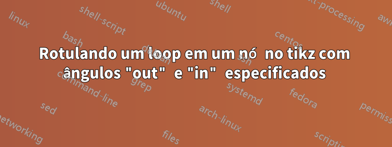 Rotulando um loop em um nó no tikz com ângulos "out" e "in" especificados