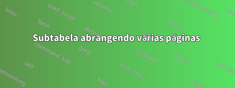 Subtabela abrangendo várias páginas