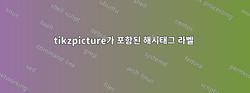 tikzpicture가 포함된 해시태그 라벨