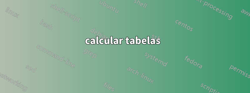 calcular tabelas 