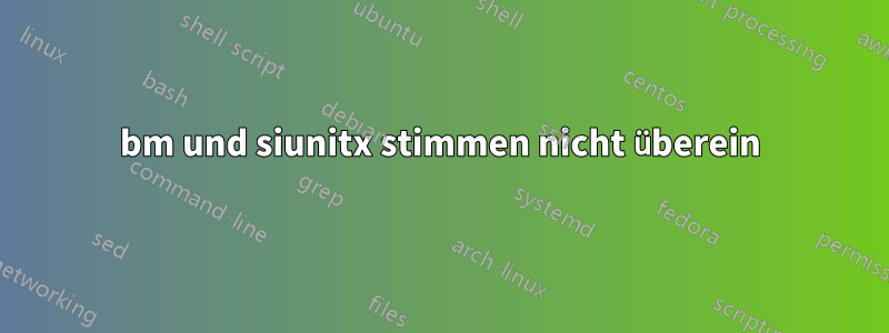 bm und siunitx stimmen nicht überein