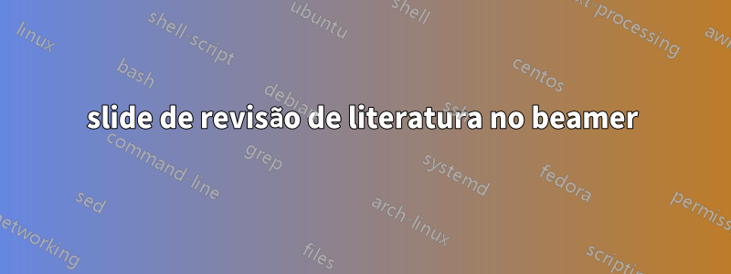 slide de revisão de literatura no beamer