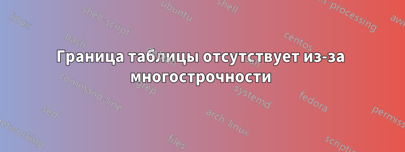 Граница таблицы отсутствует из-за многострочности