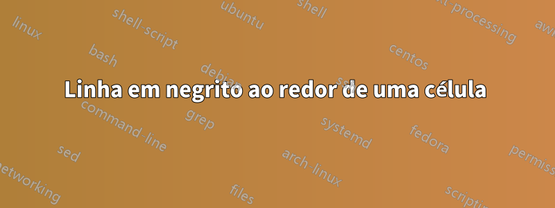 Linha em negrito ao redor de uma célula